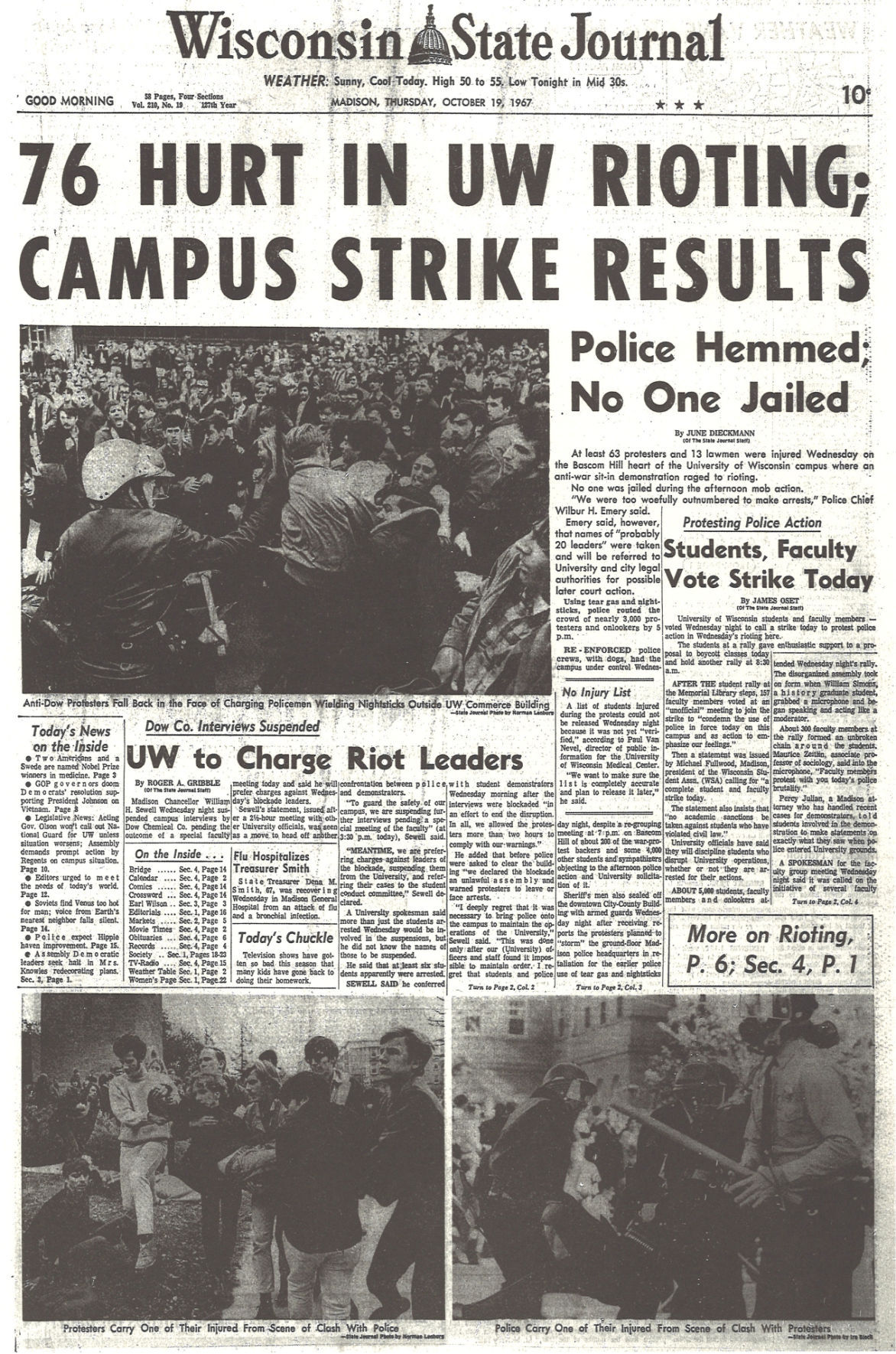 Dow riots on front page